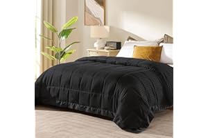 downluxe King Size Blanket with Satin Trim, Lightweight Down Alternative King Blanket for All Season, Machine Washable (Black, 90x108 Inch)