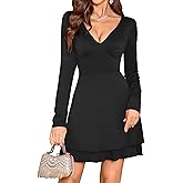 ZAFUL Womens Long Sleeve Ruffle Mini Dress Bodycon Ruched Waist Corset Short Cocktail Party Dresses