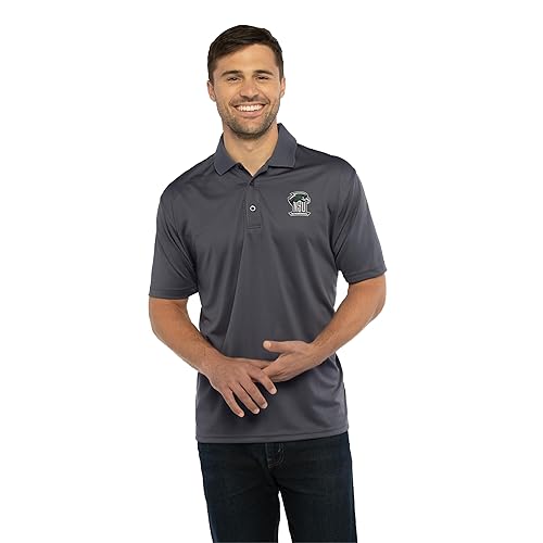 Vantage Apparel Men's Collegiate Premium Moisture Wicking Dark Gray Icon Polo, Northeastern State Riverhawks, 3X-Large