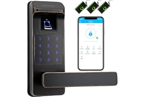 Harfo Smart Door Lock, Heavy Duty Keyless Entry Door Lock, Fingerprint Door Lock, Door Locks with Keypads, Full App Control Digital Door Lock, Keypad Lock Electronic Door Lock (Aged Bronze)