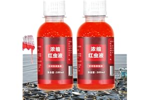OJJ 2pcs Red Worm Fish attractants,100ml Red 40 Fishing Liquid,Red Ink Fishing,Bloodworm Liquid Bait, Bait Fish Additive,Fish Lure Attraction Enhancer for Trout, Cod, Carp, Bass(100ml*2)