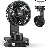 AddAcc Small Desk Fan, Rechargeable Clip On Fan