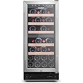 COMFEE' CRW28B7AST Freestanding & Built-in Wine Cooler, 28 Bottle Wine Fridge, Dual Cooling Zone, Digital Control, Glass Door