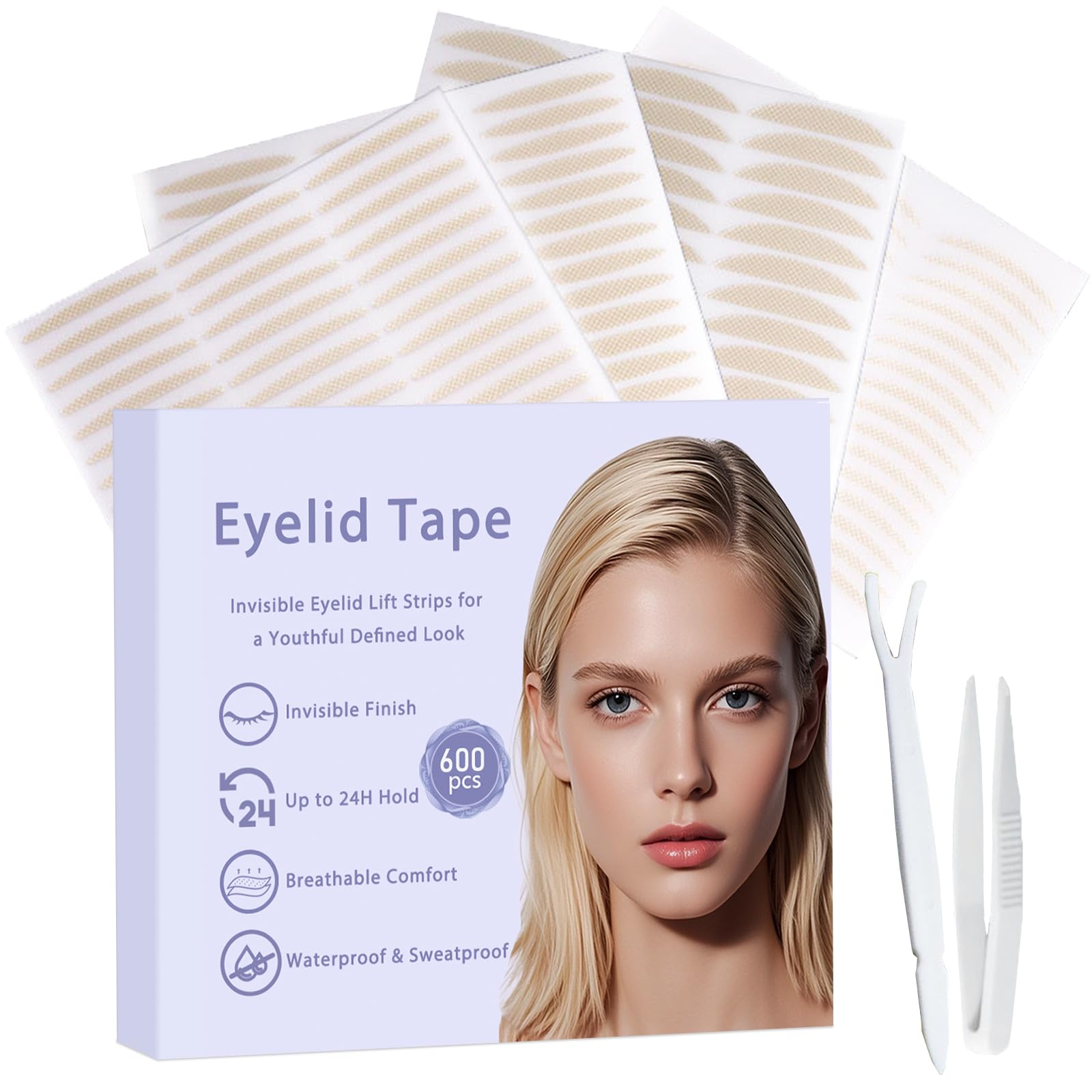 Photo 1 of Eyelid Tape for Hooded Eyes Invisible 600Pcs, Waterproof Eyelid Lifter Strips for Natural-Looking, All-Day Wear,Say Goodbye to Single Lids,Sagging Eyelids