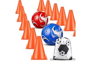 TALLTALK Soccer Ball Training Equipment Kit Christian Charity Donation Supplies 12 Soccer Cones 2 Soccer Ball with Pump Sport Drawstring Backpack Portable Football Trainer Aid for Kids Adults