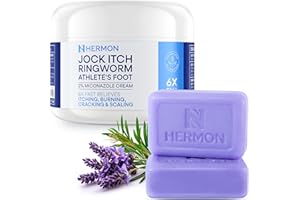 Hermon Antifungal Jock Itch Cream & Soap Kit: Anti Fungal Treatment for Ringworm, Psoriasis, & Athlete's Foot with Tea Tree Soap - Provides Soothing Relief for Body & Foot - 3.4 oz. / 2 Bars