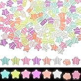 Tyqour 130 Pcs Glow in The Dark Star Beads in Bulk for Bracelets Jewelry Making Necklaces Hair Braids Earring Keychains DIY String Craft Projects Party Decor Gifts