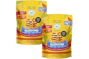 HIDDEN FOODS CO. Hidden Foods Homestyle Gluten Free Protein Pancake Mix Oats, Fruit & Veggie Blend No Sugar Added Contains Milk Monk Fruit Sweetener Protein & Fiber Breakfast Meal Just Add Water - 12 oz - 2 Pack