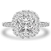 RODIFFY 1.0CT/2.0 Carat Round Cut Moissanite Engagement Ring for Women, S925 Silver D Color VVS1 Clarity Lab-Created Moissanite Promise Ring