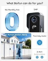 BOIFUN 5MP 2.5K Video Doorbell Wireless 2.4GHz Alexa Night Vision Battery view 2