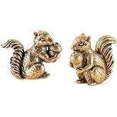 2pcs Vintage Bronze Squirrel Statue - Solid Copper Desk Decor, Paperweight, Tea Pet &amp; Incense Holder, Hand-Polished Gift for Home Office