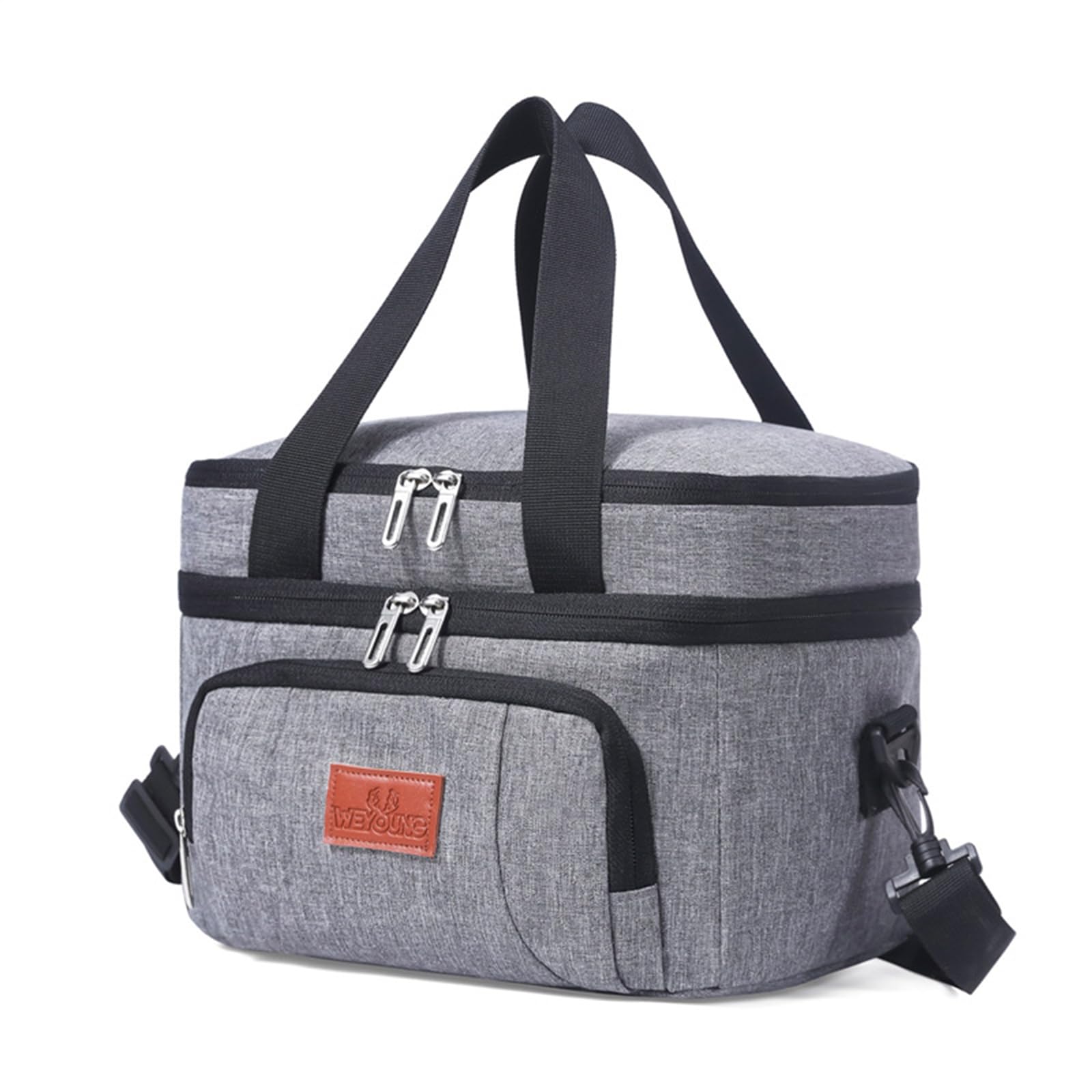 soulnioi Large Cooler Bag/Insulated Lunch Bag for Unisex/Thermal Lunch Box Cooler Bag,/Reusable Leakproof Lunch Tote Bag with Adjustable Shoulder Strap for Work/Picnic/Beach,/Travel Gray