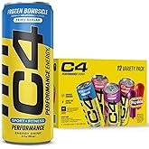 Cellucor C4 Energy Drink POPSICLE Variety Pack, Carbonated Sugar Free Pre Workout Performance Drink, 4 Flavors - Grape & Cherry Popsicle, Strawberry Watermelon Ice, Frozen Bombsicle, 12 Oz Pack of 12