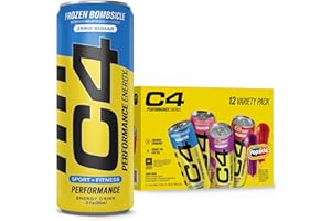 Cellucor C4 Energy Drink POPSICLE Variety Pack, Carbonated Sugar Free Pre Workout Performance Drink, 4 Flavors - Grape & Cherry Popsicle, Strawberry Watermelon Ice, Frozen Bombsicle, 12 Oz Pack of 12