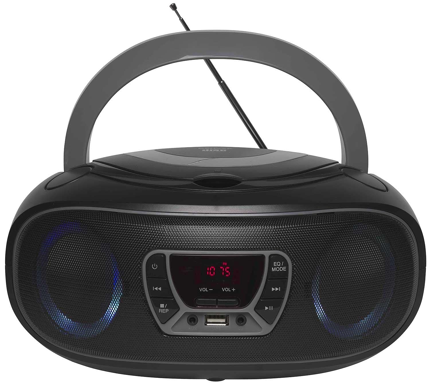 Denver TCL-212BT Portable CD Player Boombox with LED Light Show Speakers, Bluetooth, FM Radio, USB, MP3 Support & AUX IN for Smart Phone/Tablet