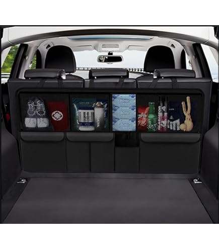 Hanging Trunk Organizer For SUV – Zippered 3-Section Design, Modular Storage With 7 Pockets, Upgraded TP Leather & 600D Oxford Cloth, Waterproof And Scratch-Resistant – Perfect For SUV, Pickup, MPV