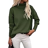 Zeagoo Women's Turtleneck Sweater 2026 Fall Winter Chunky Knitted Pullover High Low Hem Trendy Basic Jumper Top