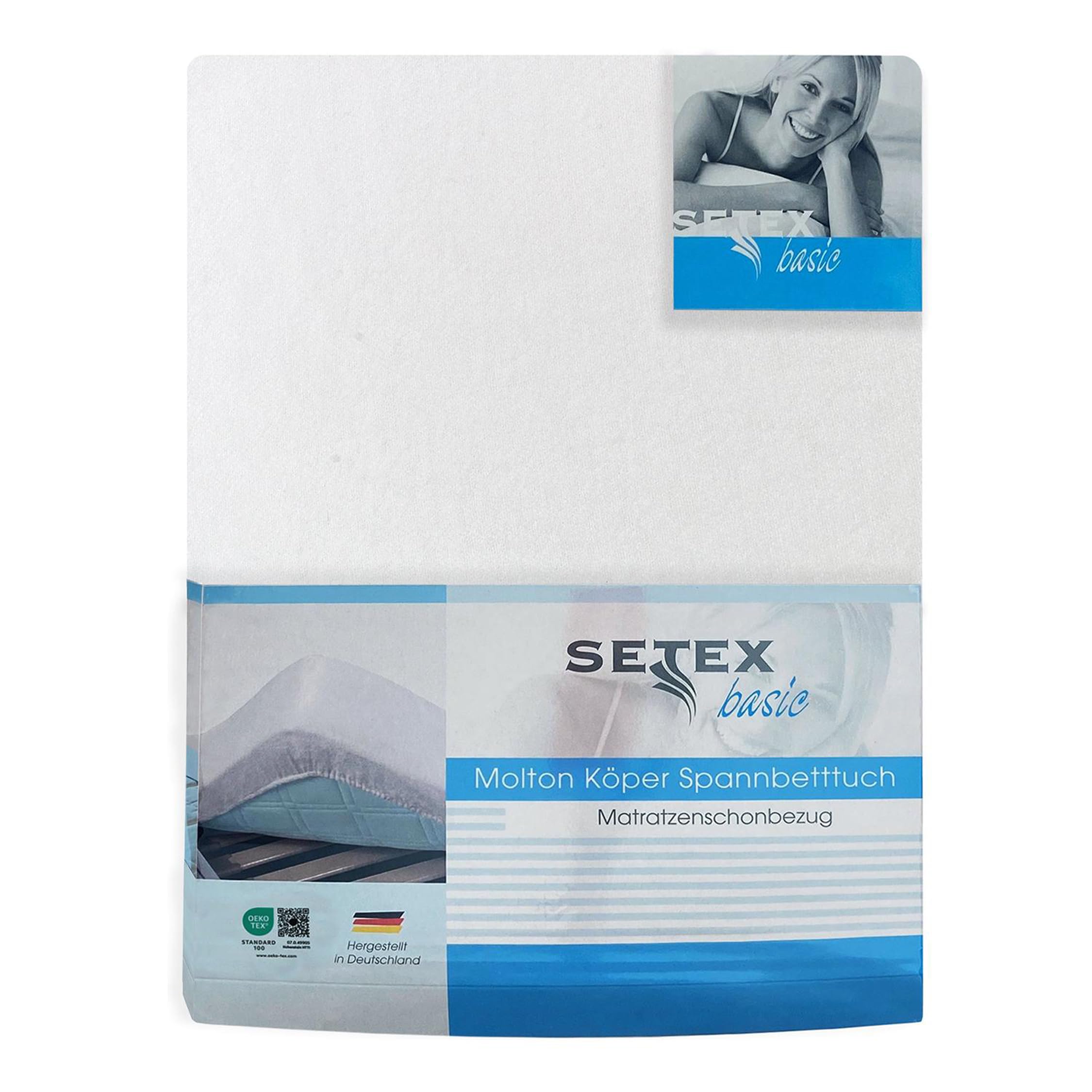 Setex Molton body mattress protectors, fitted sheet, basic, white, 1308, Cotton, White, 90 x 200 cm