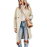 Tanming Women's Notch Lapel Double Breasted Wool Blend Mid Long Pea Trench Coat