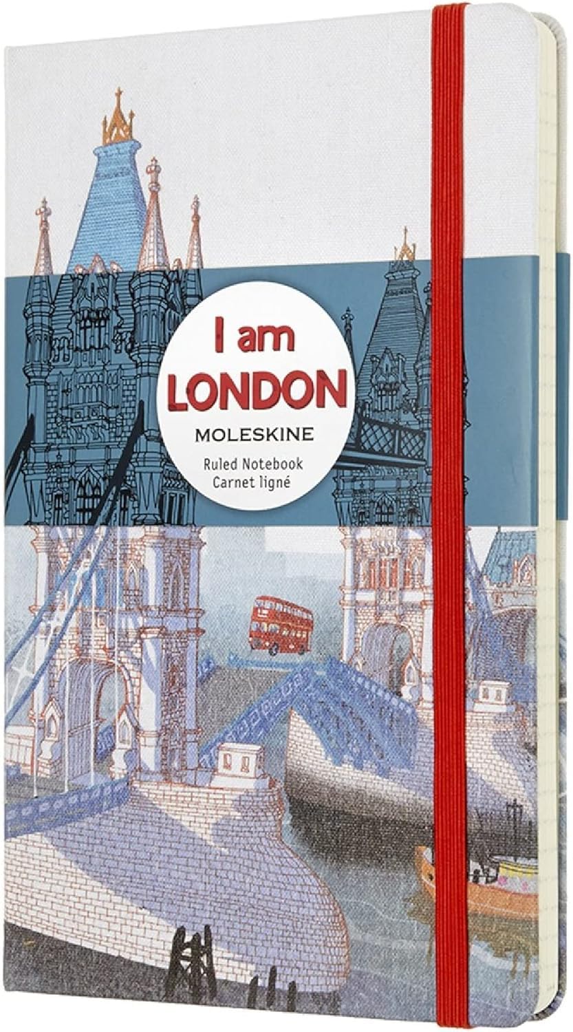 Moleskine I Am London Ruled Notebook, Hard Cover and Elastic Closure, London Theme, Large, 13 x 21 cm