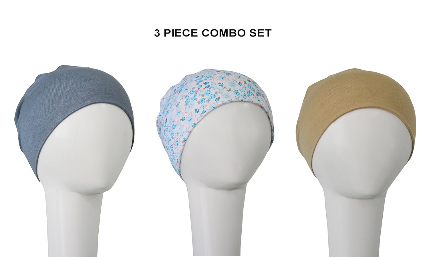 chemo caps 3 piece combo set