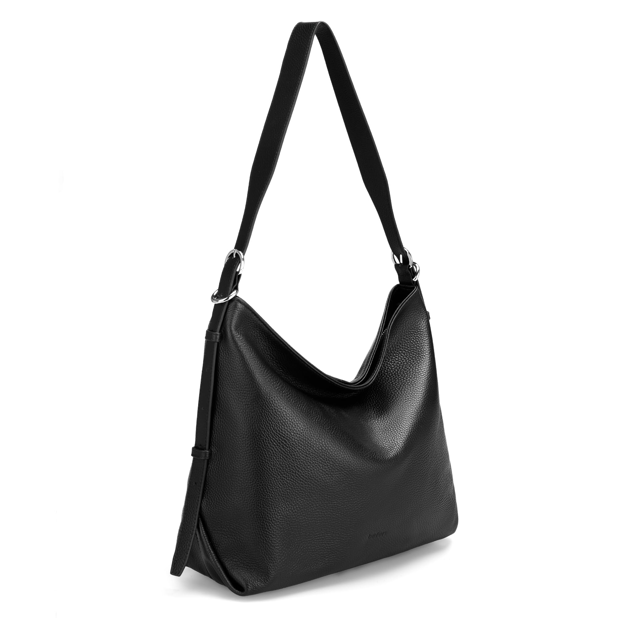 Photo 1 of befen Black Genuine Leather Hobo Bags Purse for Women, Womens Crossbody Bag Leather Purses Shoulder Handbags with Adjustable Shoulder Strap