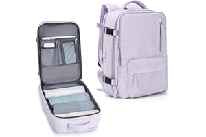 VECAVE Carry On Backpack for Women,Large Travel Backpack Flight Approved,Waterproof 17 Inch Laptop Backpack Business Work Backpacks Men Mochila De Viaje Purple