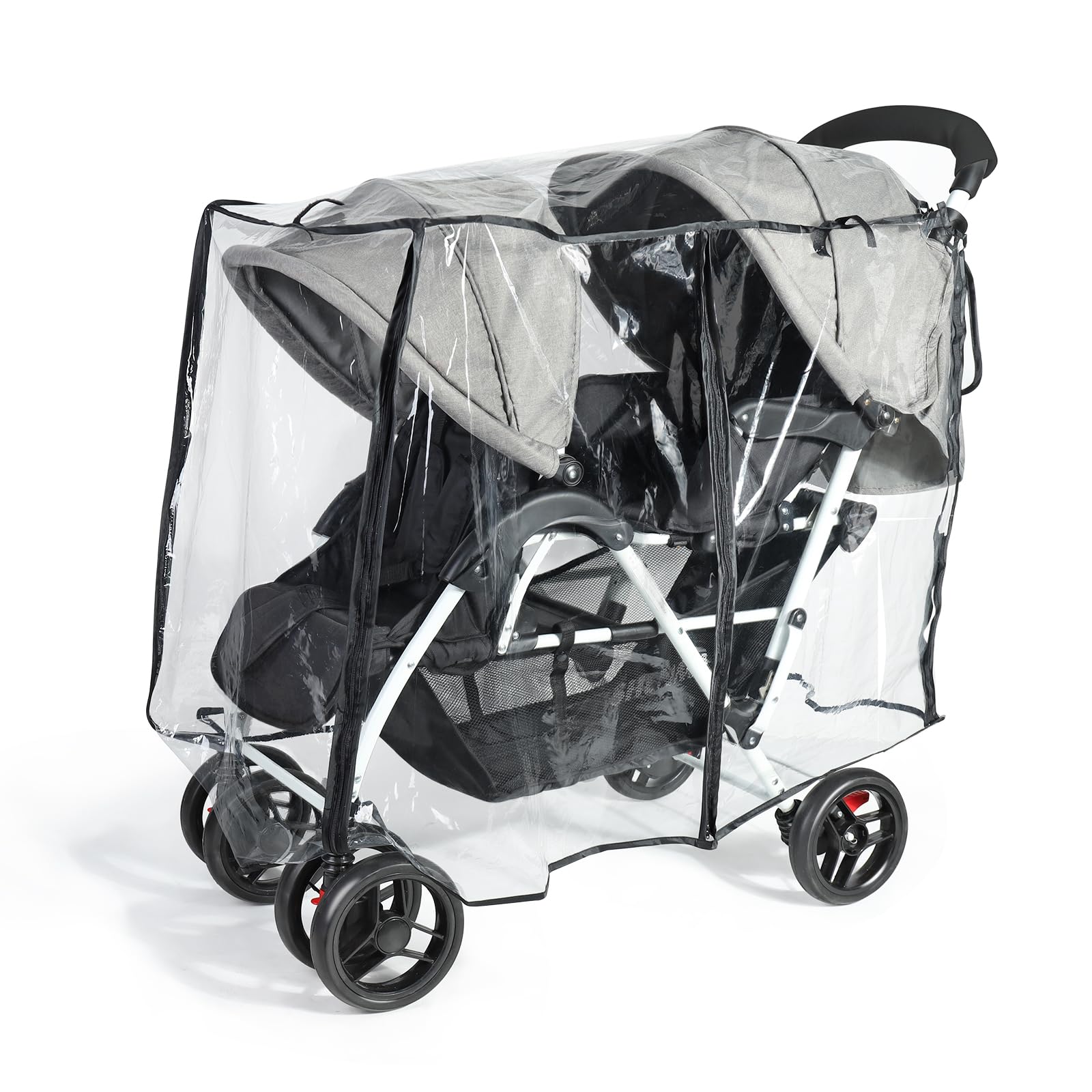 Photo 1 of IvyWind Stroller Rain Cover for Double Tandem Stroller, Universal Size Weather Shield for Stroller, Breathable Double Stroller Cover for All-Weather Protection from Rain Snow Dust