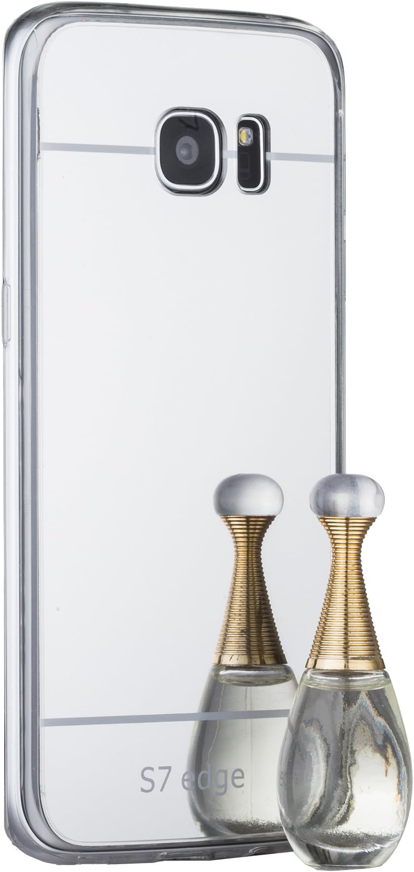 [Free Film] S7 edge Case Luxury Mirror [Ultra-Thin] [Ultra-Slim] Flexible TPU Back Protective Case for Samsung Galaxy S7 edge ,Scratch Resistant Slip Resistant (S7 edge Silver)
