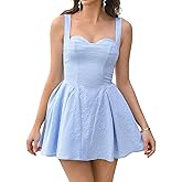 XinFSh Womens Summer Corset Sleeveless Mini Dress Flowy Aline Cute Short Sundress Casual Graduation Party Dresses