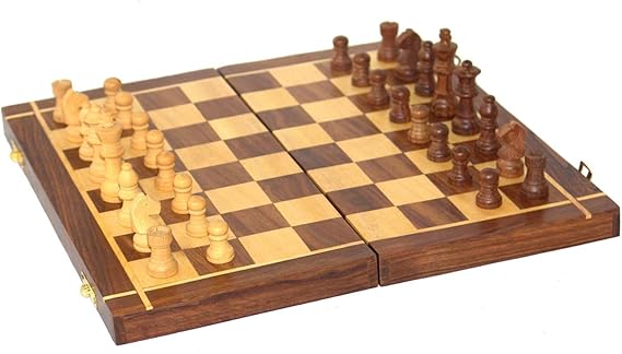 Al Marjaan Handicraft Wooden Handmade Standard Classic Chess Board Game Foldable(Non-Magnetic)