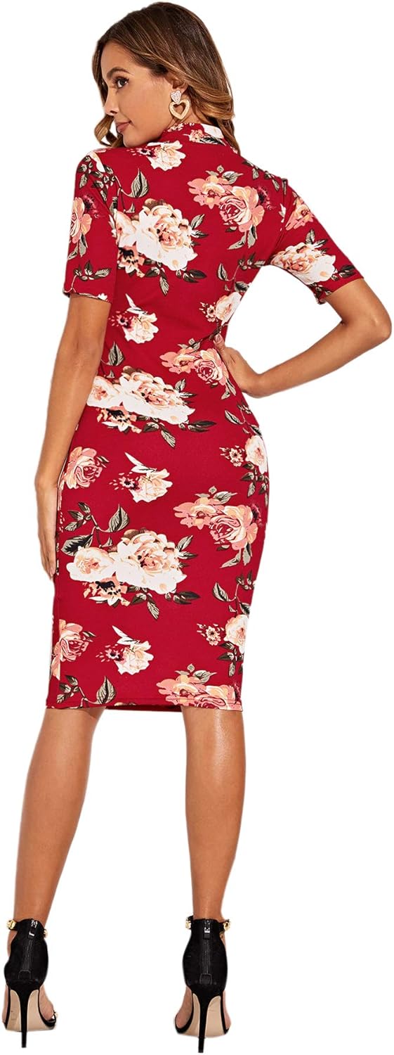 Shein Womens Short Sleeve Elegant Sheath Pencil Dress Dresses Work