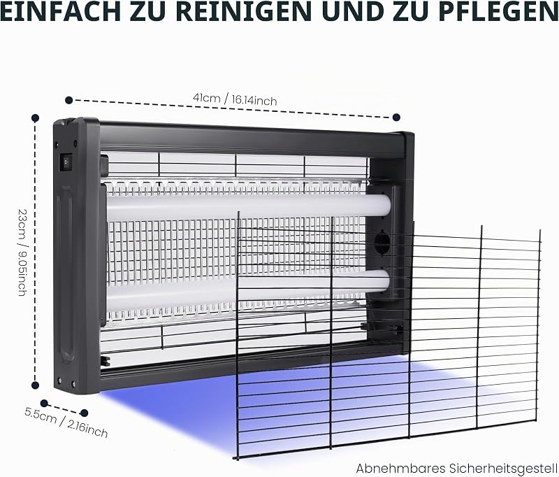 Insektenvernichter Elektrisch, Mückenvernichtungslampe, 20W Fliegenvernichter, elektronischer Insekten- und Fliegenvernichter für Haus, Garten, Hof und Großküchen