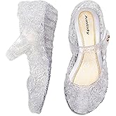 Amtidy Flats Mary Jane Dance Party Cosplay Shoes, Snow Queen Princess Birthday Sandals for Little Girls, Toddler