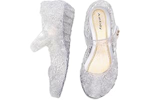 Amtidy Flats Mary Jane Dance Party Cosplay Shoes, Snow Queen Princess Birthday Sandals for Little Girls, Toddler