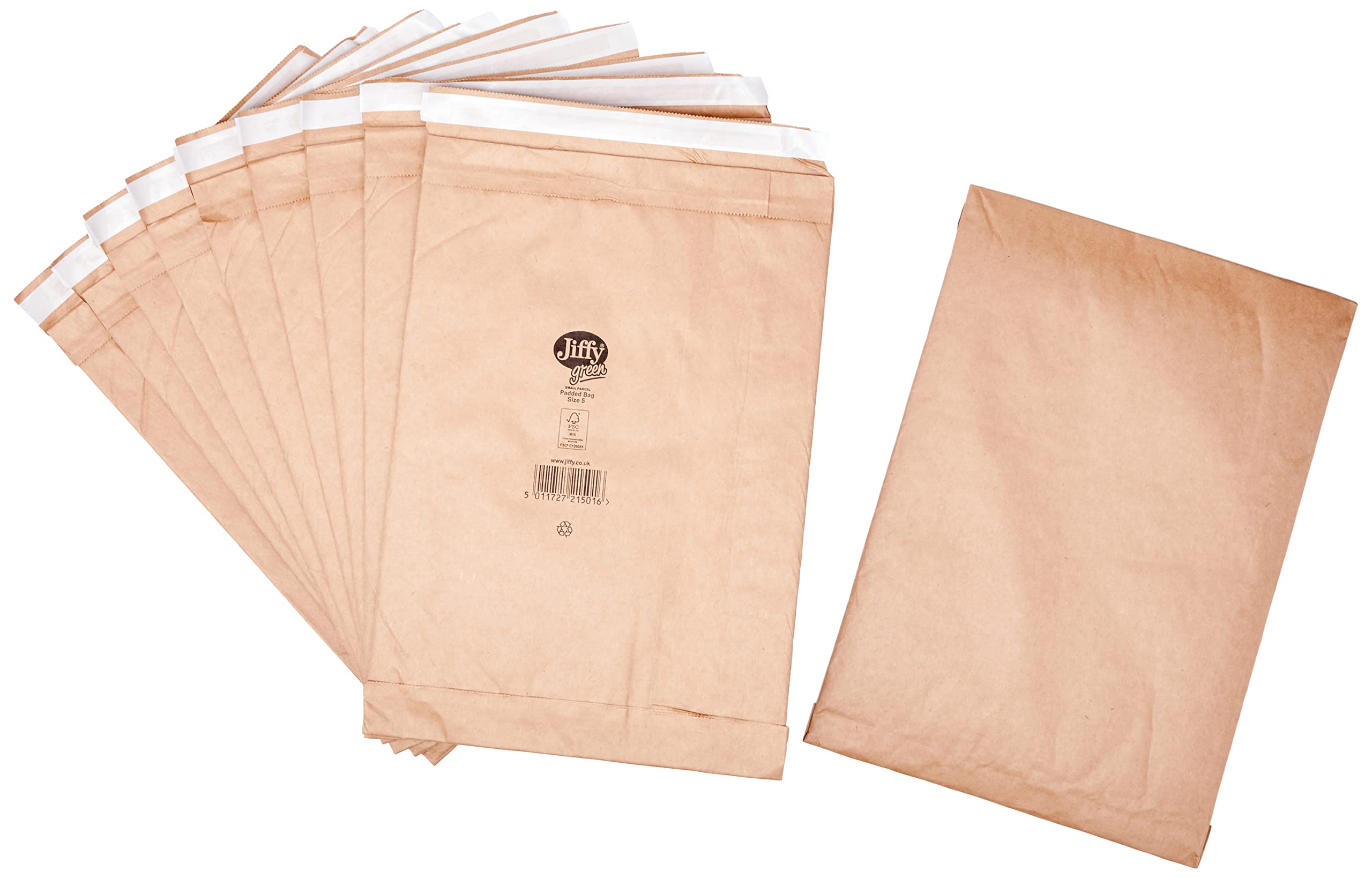 Jiffy Padded Bag Envelopes Mini Pack No.5 Brown 245x381mm Ref JPB-MP-5-10 [Pack of 10]