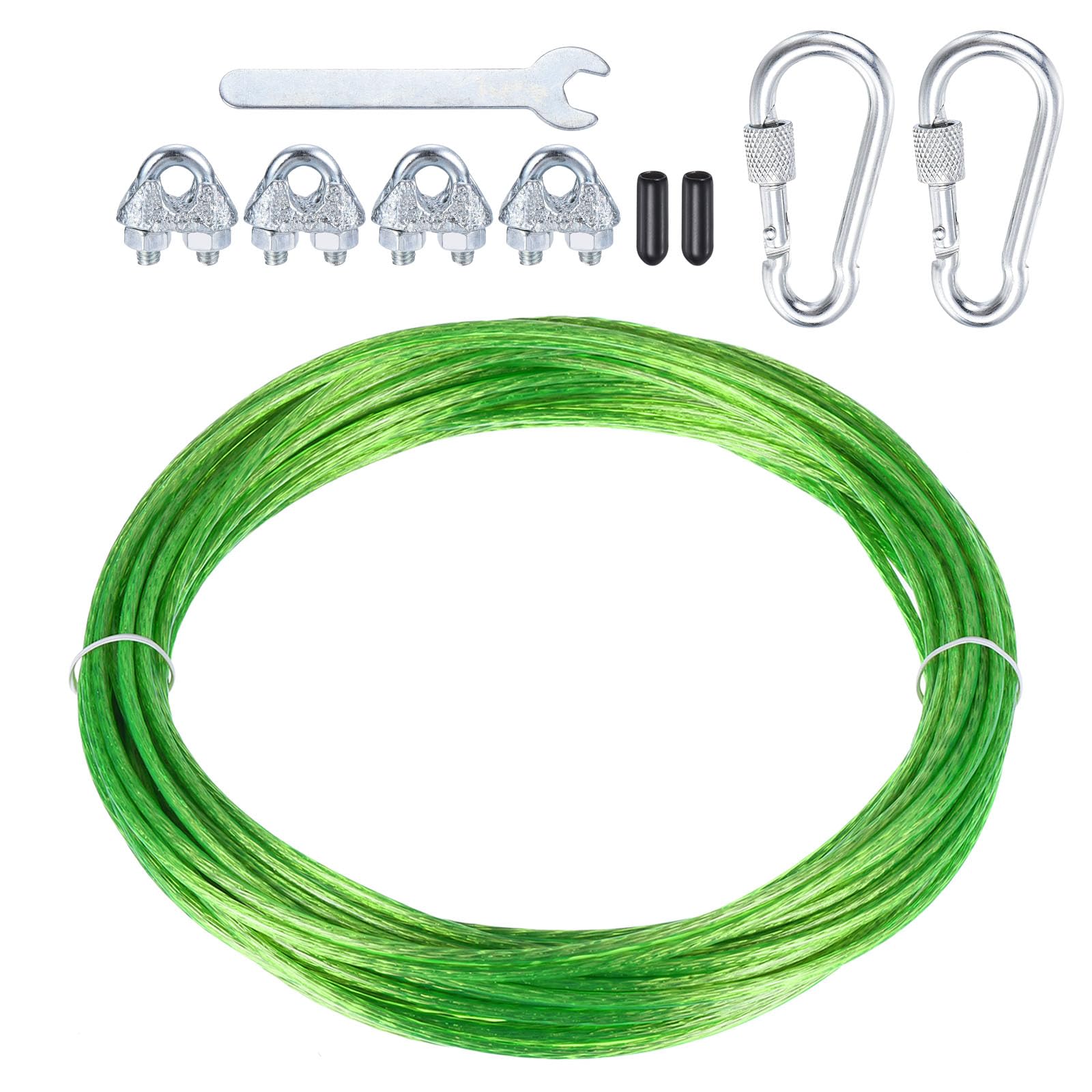 PATIKIL Plastic Coated Clothesline Kit, 5/32"x49ft Steel Core Clothes line Metal Cable & Wire Rope for Drying Clothes, Outside Hanging