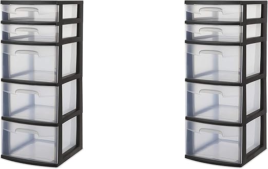 Amazon Com Sterilite 5 Storage Drawer Tower 12 63 Inches Pack