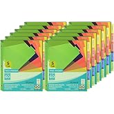XRUNMIX 5-Tab Binder Dividers with Two Pockets, 12 Sets (60 Counts) | 5 Color-code, PVC -Free Plastics Dividers for Binders, Fits 8.5 x 11'' for School &amp; Office Documents
