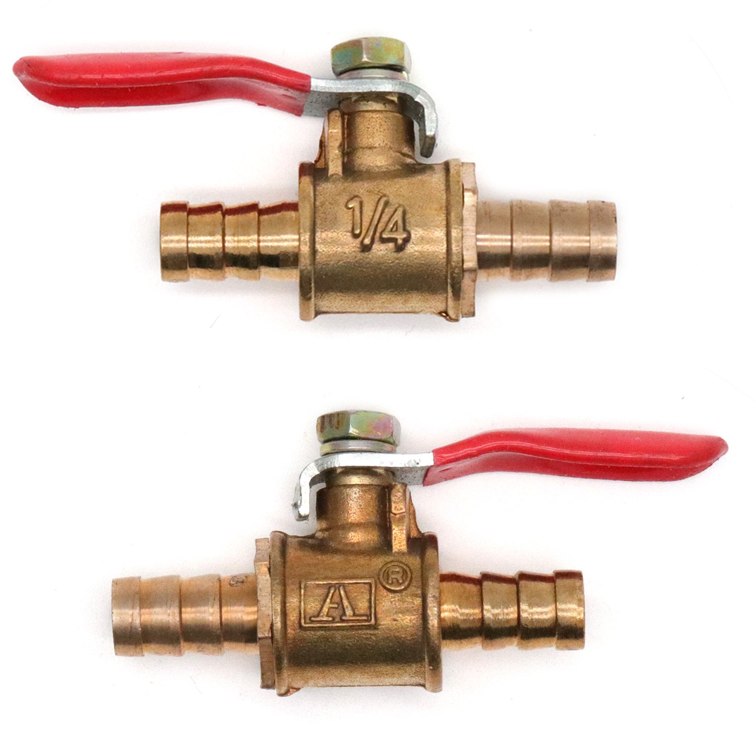 Yootop 5Pcs 1/4 Brass Hose Barb Ball Valve Water Oil Aire Gas Fuel Line