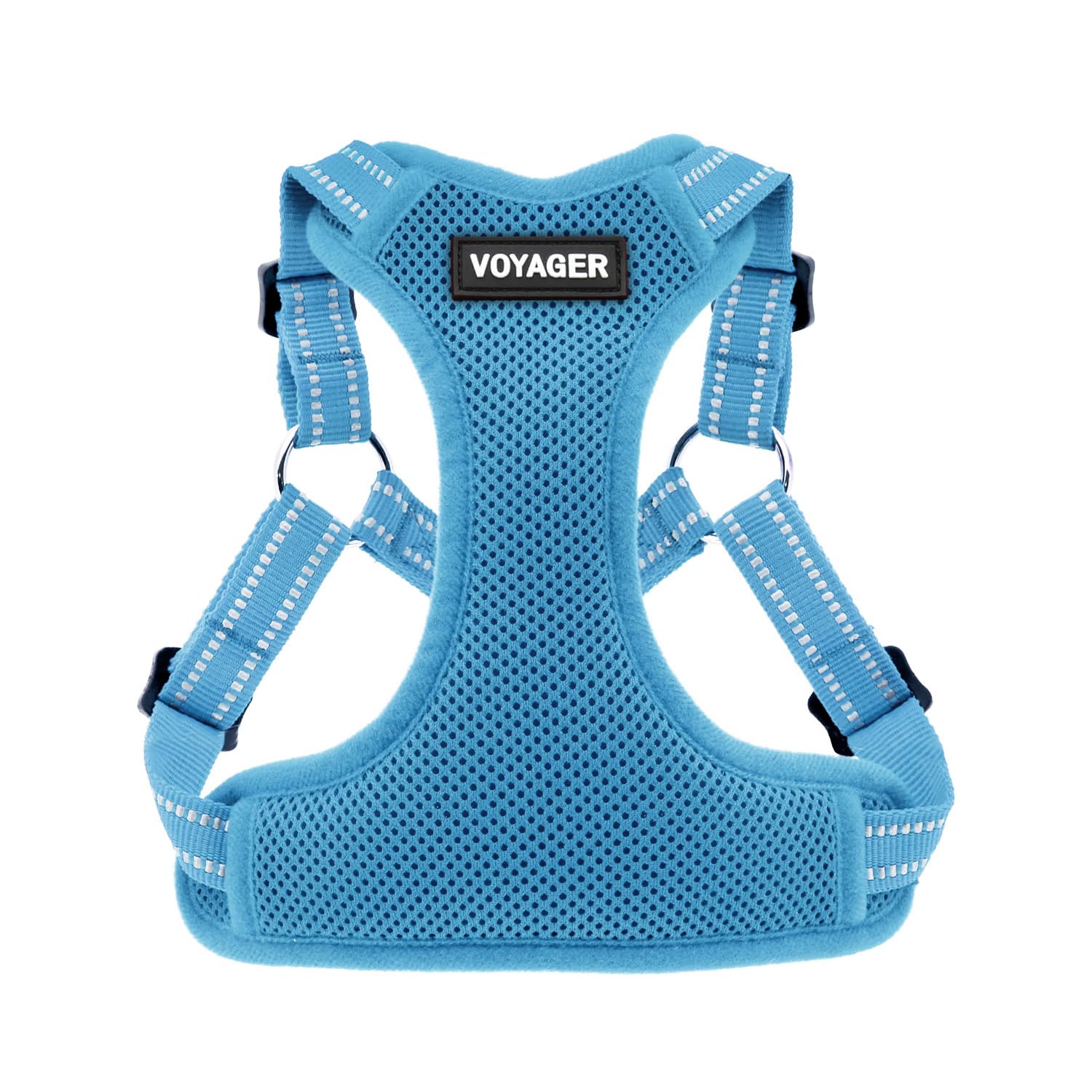 Voyager Adjustable Dog Harness with Reflective Stripes by Best Pet Supplies, Heavy-Duty Full Body No Pull Vest with Leash D-Ring, Breathable, Baby Blue, size XL