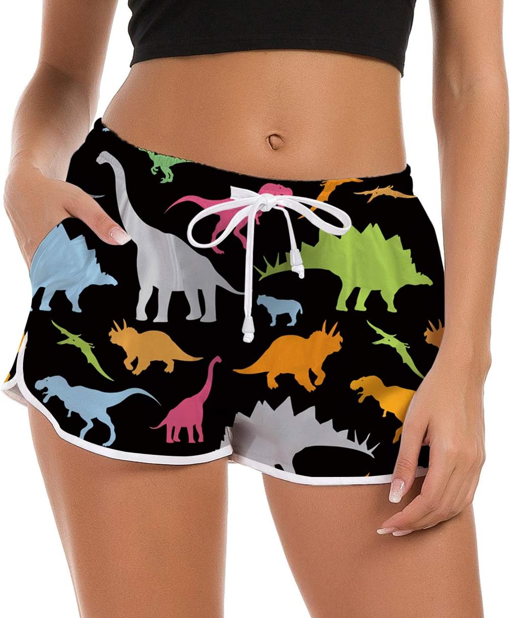 IdgreatimWomen Quick Dry Swim Shorts Bottom Drawstring 3D Graphic Beach Boardshorts Casual Short Pants
