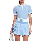 Tennis Skirt Sets for Women Zipper Color Block High Waisted Golf Polo Two Piece Skirt Set Women 2 Piece Outfits
