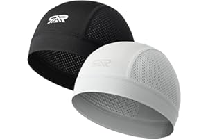 SUNMECI 2 Pcs Cooling Breathable Mesh Skull Cap for Men Women Lightweight Quick Dry Cycling Moto Helmet Hard Hat Liner