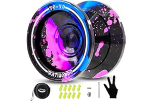 WATIEOBOO yoyo Professional Metal Trick Yo-yo Responsive & Unresponsive yoyos for Beginners and Adults yo yo, with Bearing Kit, 10 Strings, Case & Gloves