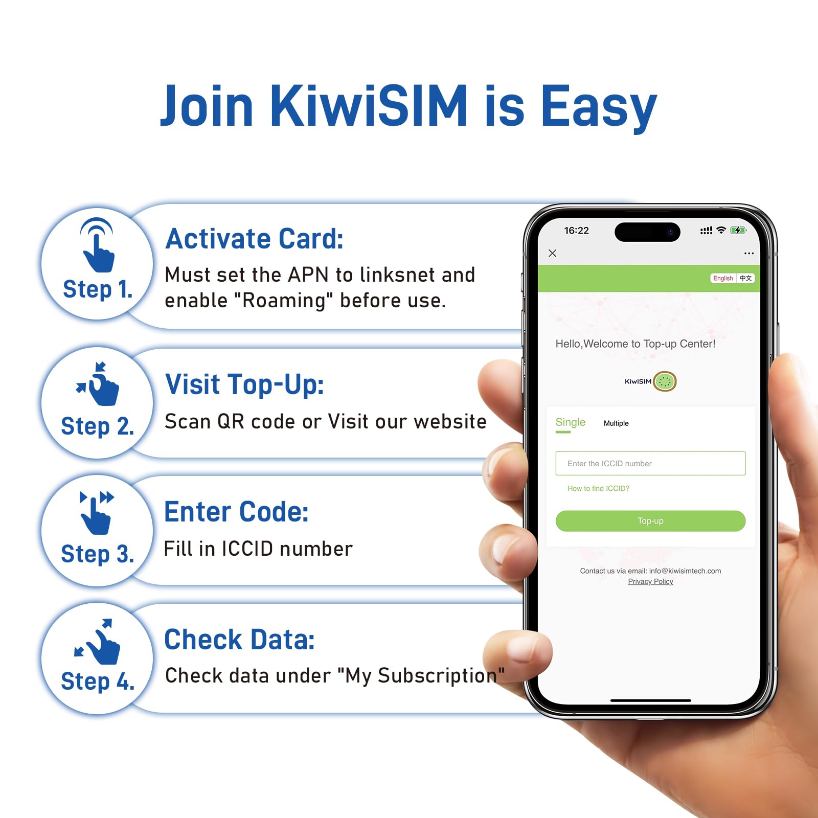 KiwiSim 4G LTE SIM Card,USA Data Card Support for AT&T/T-Mobile/Verizon, Compatible with Unlocked Hotspots/Routers/GPS Trackers & Portable WiFi Devices,No Contract-Data Only,3 in 1 SIM (10GB 30DAY)