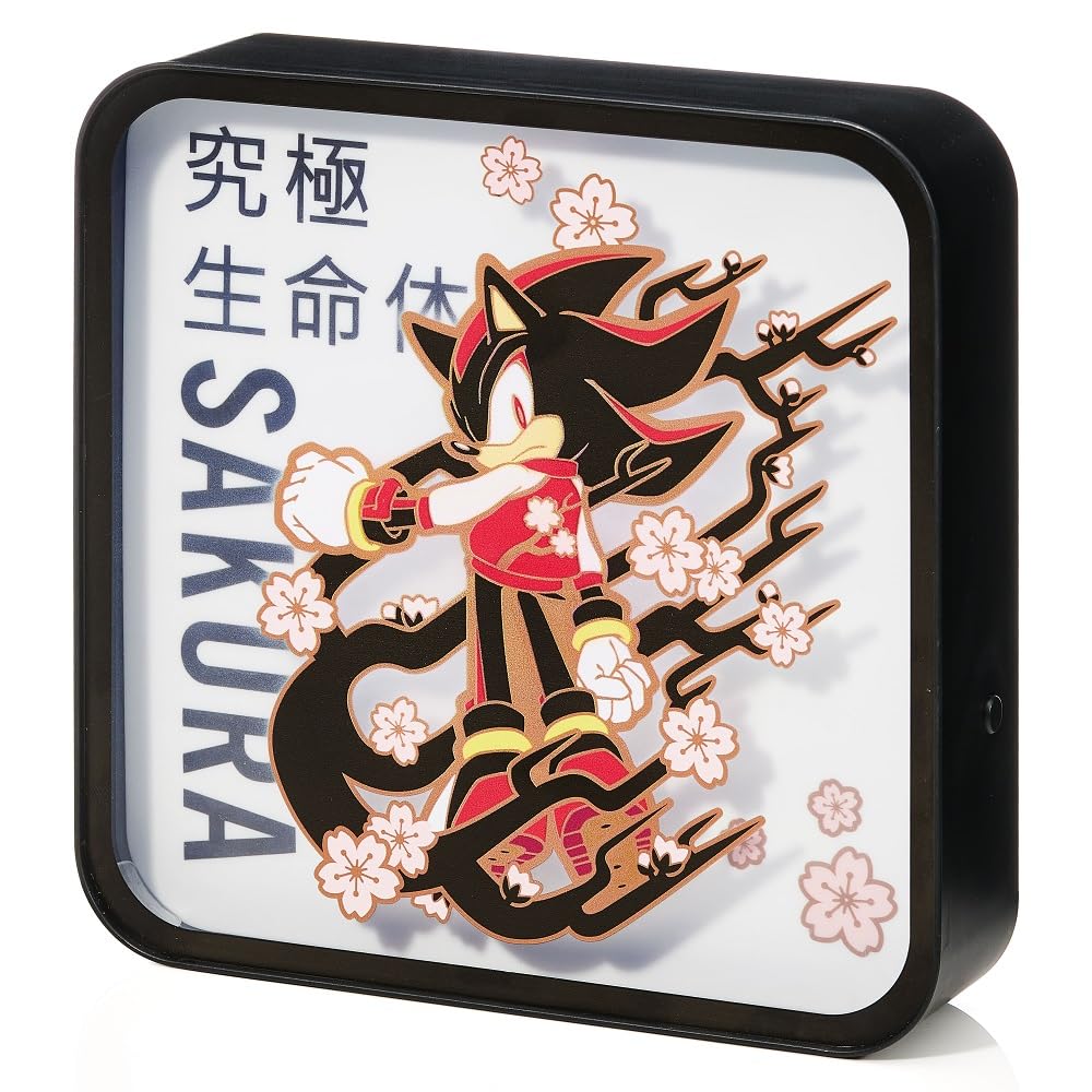 Numskull Official Sakura Shadow Acrylic Logo Desk Lamp Wall Light for Bedroom, Office, Home, Study, Work - Official Sonic The Hedgehog Merchandise