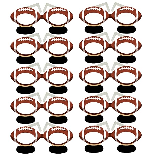 4E’S NOVELTY 36 PACK FOOTBALL PARTY PAPER GLASSES WITH EYE BLACK BULK FOOTBALL PARTY FAVORS FOR KIDS ADULTS – FOOTBALL PARTY SUPPLIES, FOOTBALL GLASSES FOR PHOTO BOOTH