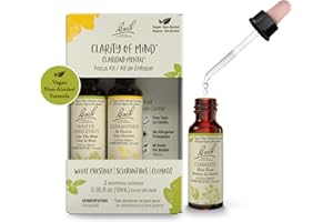 BACH FLOWER REMEDIES Bach Original Flower Remedies, Clarity Of Mind Trio Kit, For Focus & Mindfulness (Non-Alcohol Formula), Natural Homeopathic Flower Essence, Vegan, 3 x 10mL Droppers