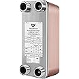 Brazed Plate Heat Exchanger Stainless Steel SS316L 3"x8" 26 Plates 3/4" MPT 210,000 BTU/hr Hydronic Heating